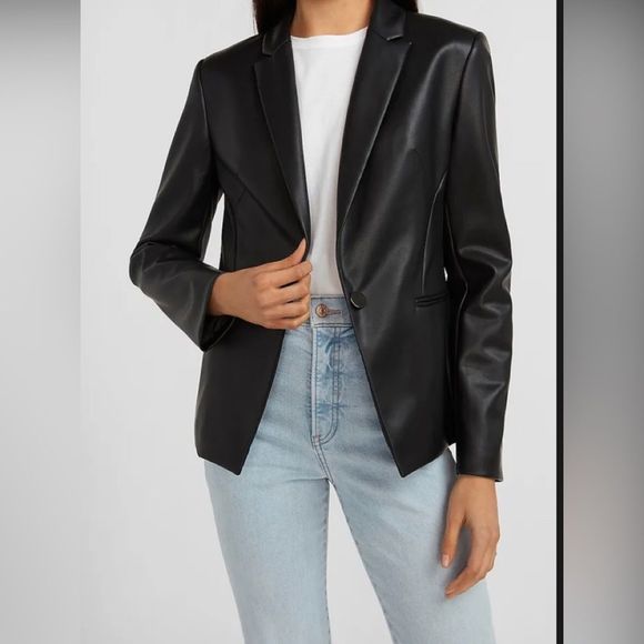 Vegan Express Leather Blazer size Small never worn - Picture 1 of 15